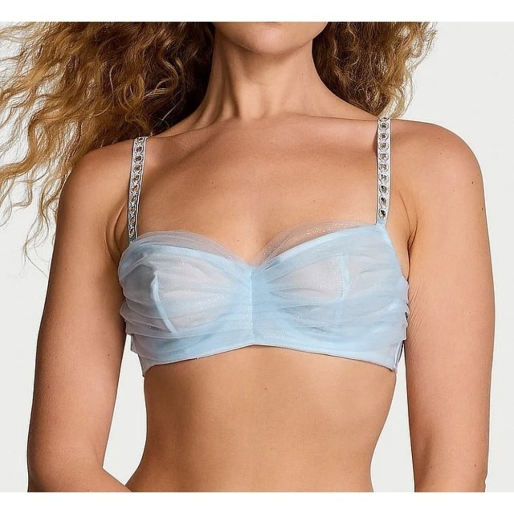 Victoria's Secret Dream Angels Twinkle Cameo Tulle Unlined Bra M-DD *Blue* NEW!